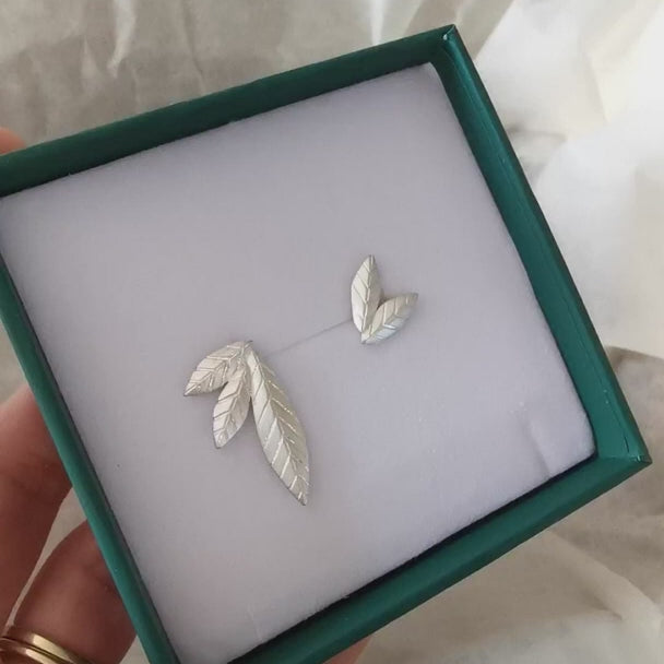 Mismatched Leaf Stud Earrings