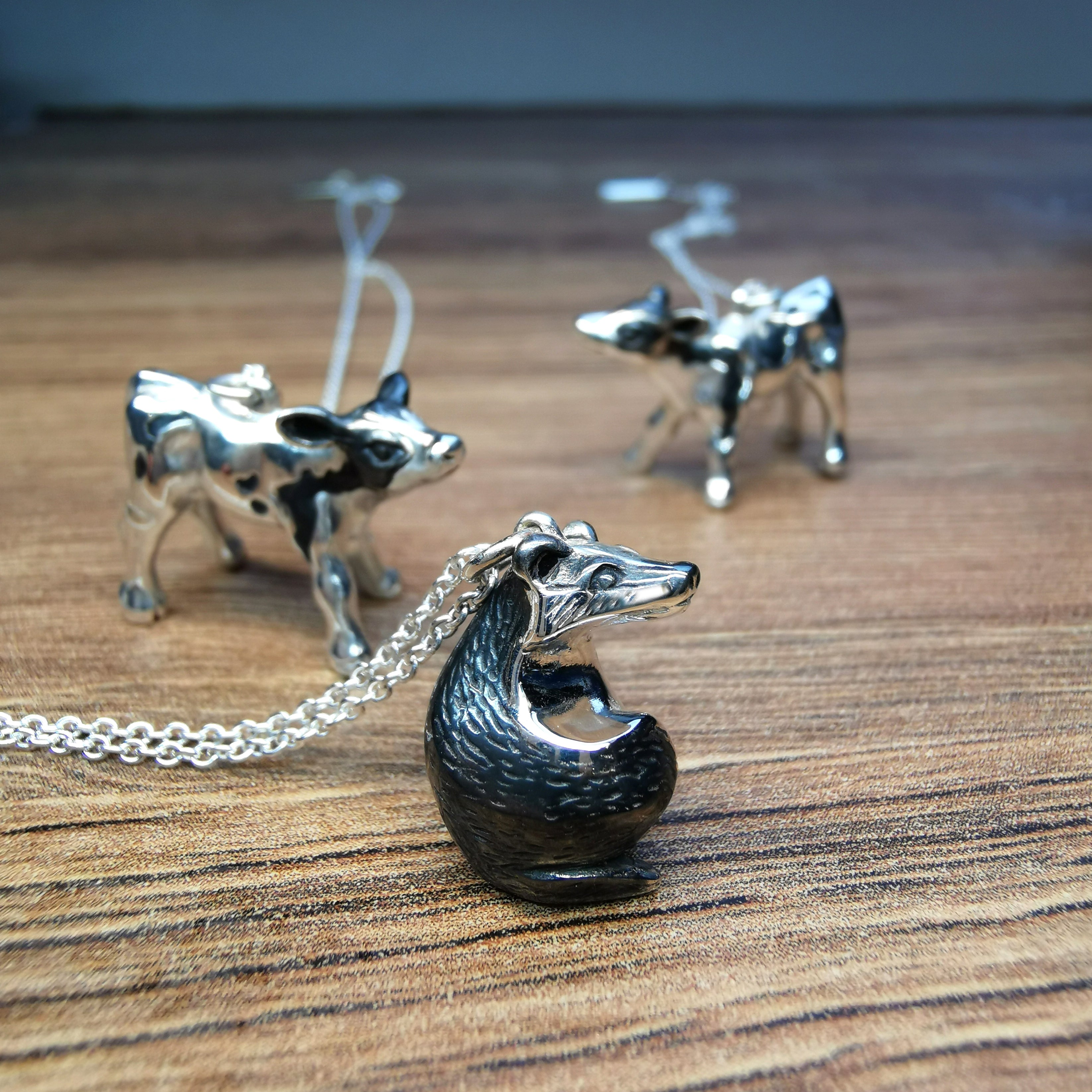 2024 Badger pendant/necklace/charm with oxidised black and silver detailing - Handmade in sterling silver