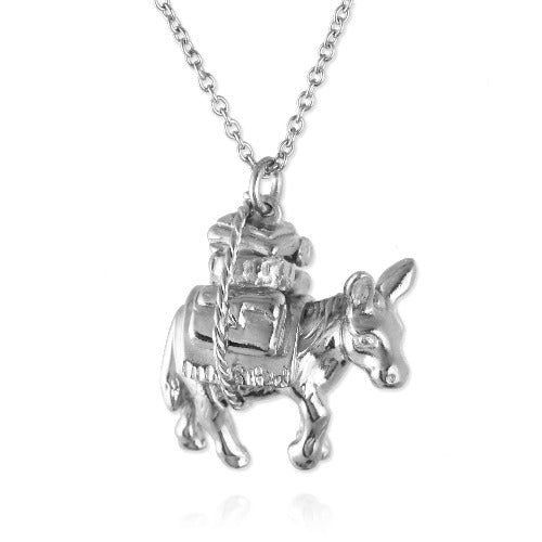 Donkey Burro Sterling Silver Charm - Donkey Pendant - Pack Mule high quality Firewood Charm - 3D - Animal Jewelry – Workhorse - Southwest Jewelry – Cute