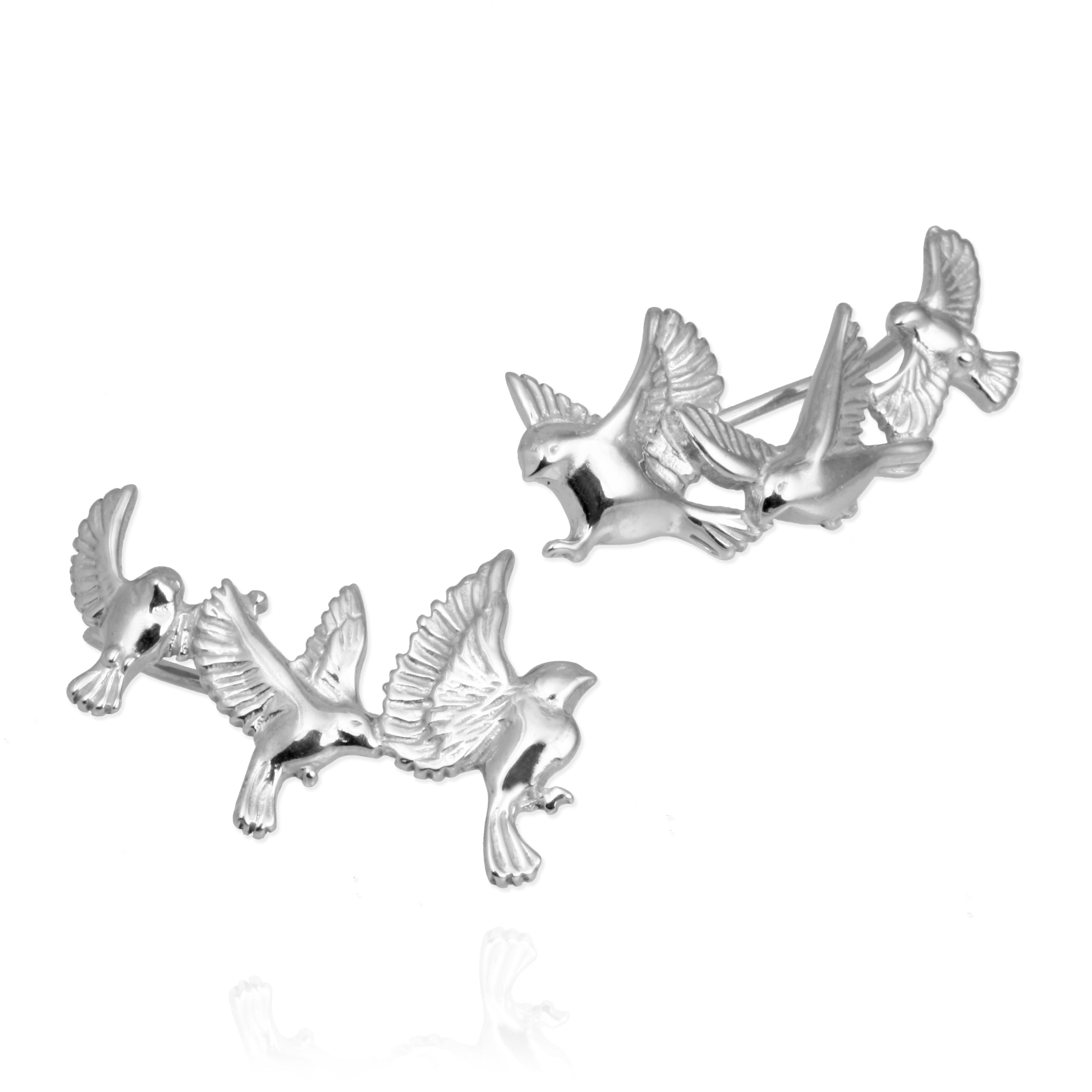 Fly Free Little Bird Small Silver Earrings high quality