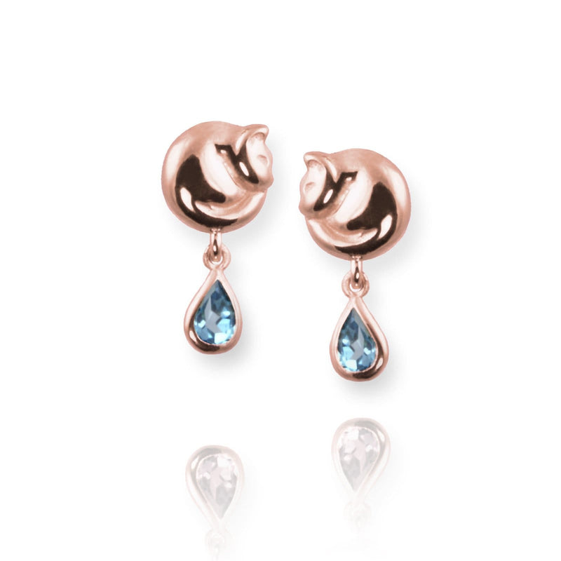 Cat Stud Earrings with blue topaz - Jana Reinhardt Ltd - 1