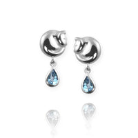 Cat Stud Earrings with blue topaz - Jana Reinhardt Ltd - 4